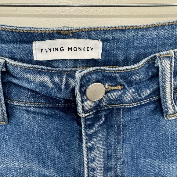 Flying Monkey Jeans Distressed High Rise Medium Wash Straight Leg Size 29 X 32 - Picture 11 of 11